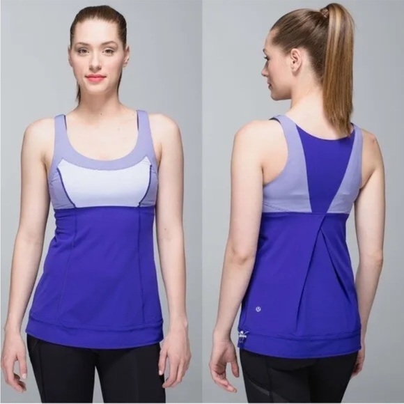 EUC Lululemon Run: Ta Ta Topper Cool Breeze / Wee Stripe Bruised Berry Size: 6 - Picture 1 of 6